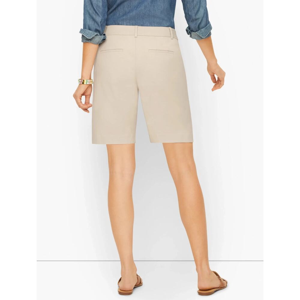 NWT Talbots Chino Shorts 10" Inseam Tan Flat Front Cotton Blend Size 4P 4 Petite - Picture 1 of 10